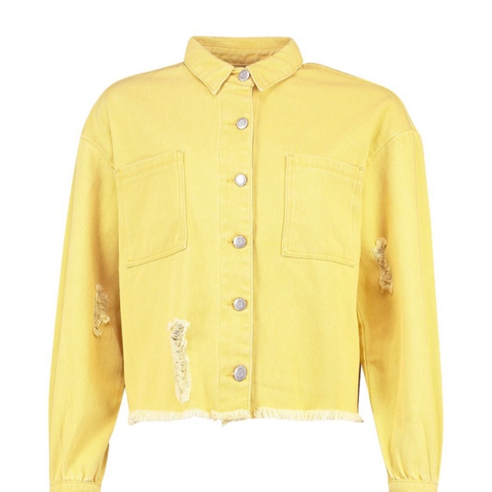 Yellow Denim Cropped oversized jacket